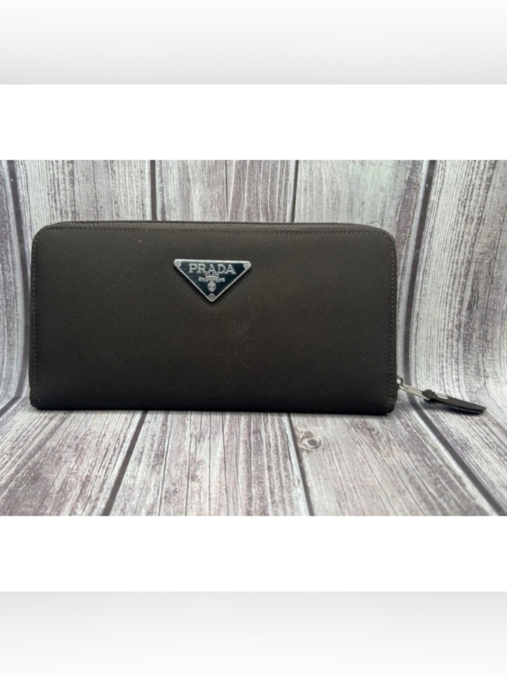 *READ DESCRIPTION* PRADA Tessuto Nylon & Leather Zip Long Wallet Chocolate Brown